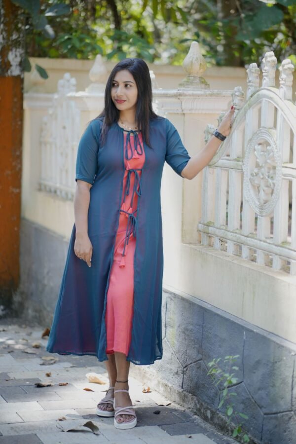 Faux Georgette Aline Jacket And Two Tone Aline Inner - Image 5