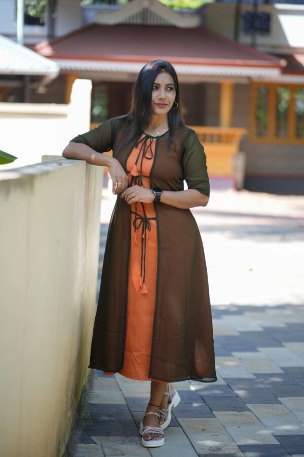 Faux Georgette Aline Jacket And Two Tone Aline Inner - Image 2