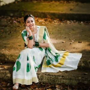Green Leaf Kerala Cotton Saree