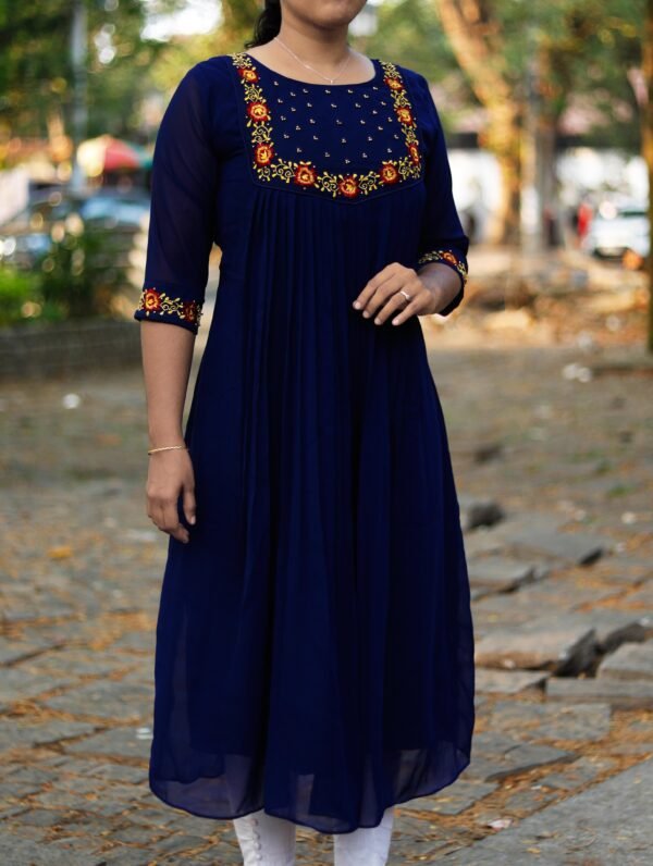 High Quality Embroidery Handwork Georgette Kurti - Image 3