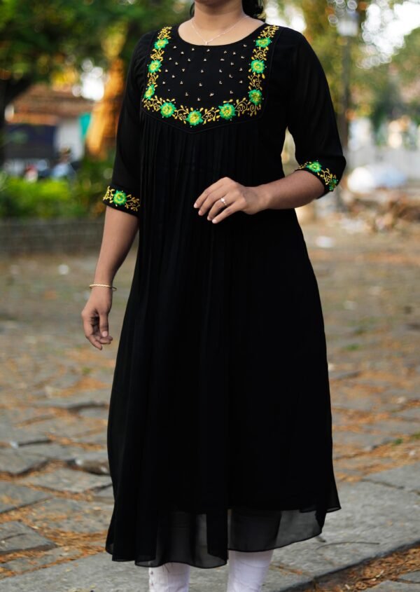 High Quality Embroidery Handwork Georgette Kurti - Image 4