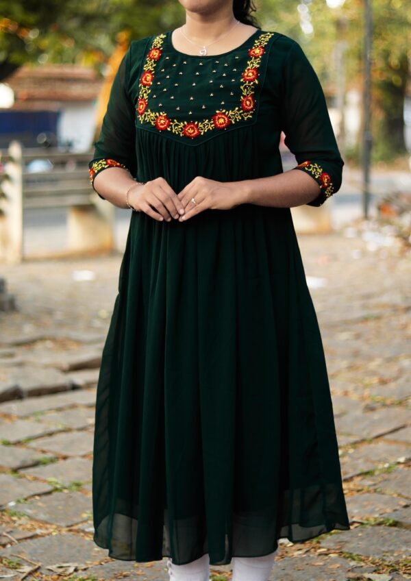 High Quality Embroidery Handwork Georgette Kurti - Image 6