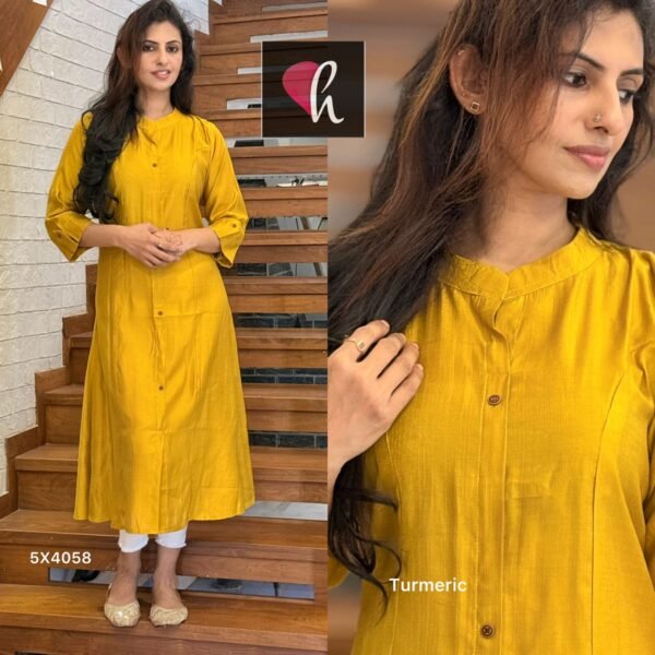 Premium Casual Slub Cotton Vathika Silk Aline Kurti - Image 3