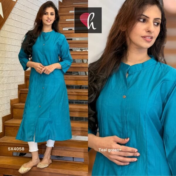 Premium Casual Slub Cotton Vathika Silk Aline Kurti - Image 2