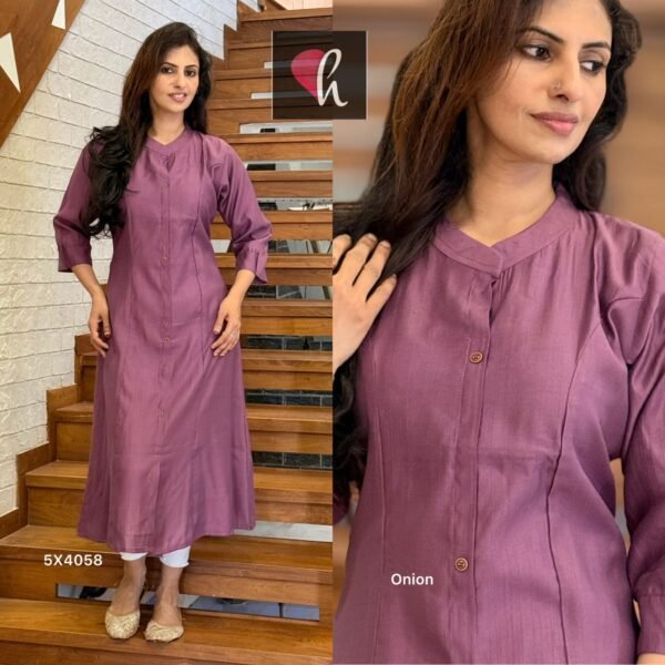 Premium Casual Slub Cotton Vathika Silk Aline Kurti - Image 4