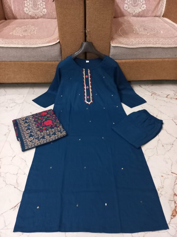 Best Reyon fabric kurti with pant and Dupatta - Image 2