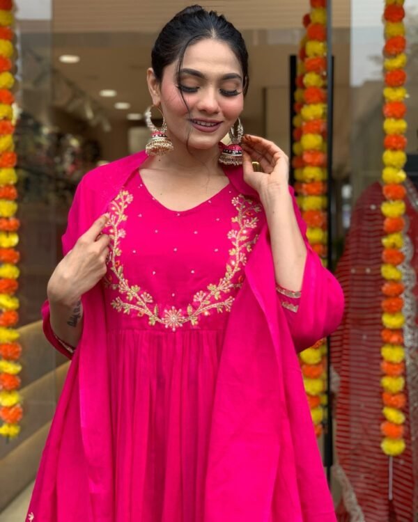 Fabric Long gown Kurti With Pant And Heavy Dupatta - Image 3