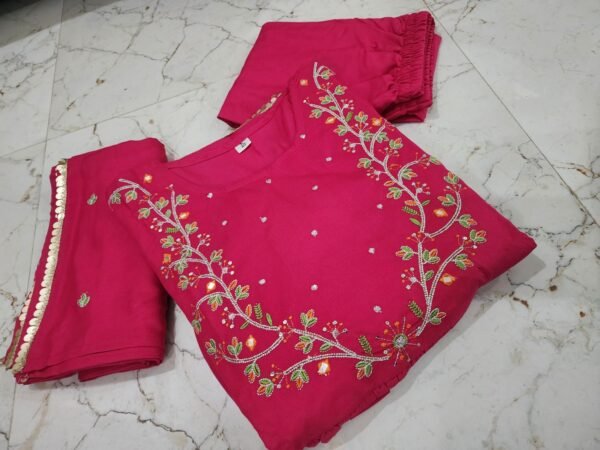 Fabric Long gown Kurti With Pant And Heavy Dupatta - Image 2