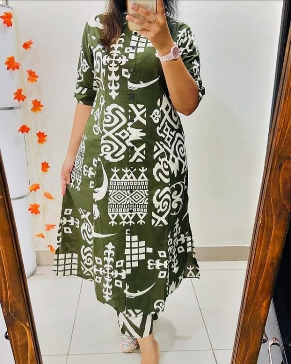 Premium Floral Fine Cotton Kurti Pant Set - Image 6