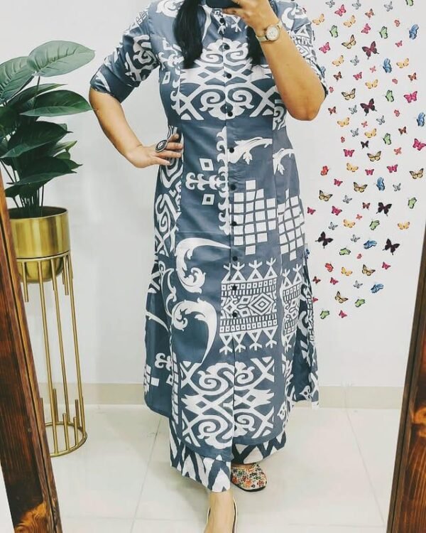 Premium Floral Fine Cotton Kurti Pant Set - Image 4