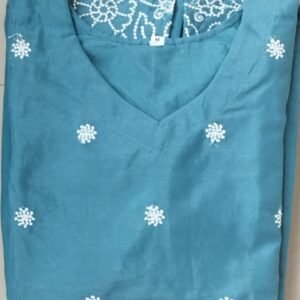 Beautiful Organza  with Embroidary work 2 pcs Kurthi Top & Bottom set