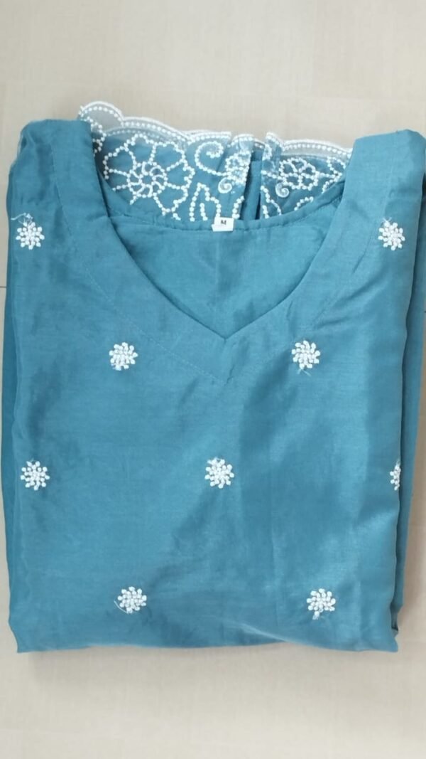 Beautiful Organza  with Embroidary work 2 pcs Kurthi Top & Bottom set