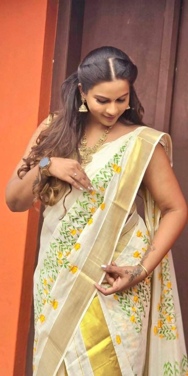 Hanging flower cotton set mundu 2.80