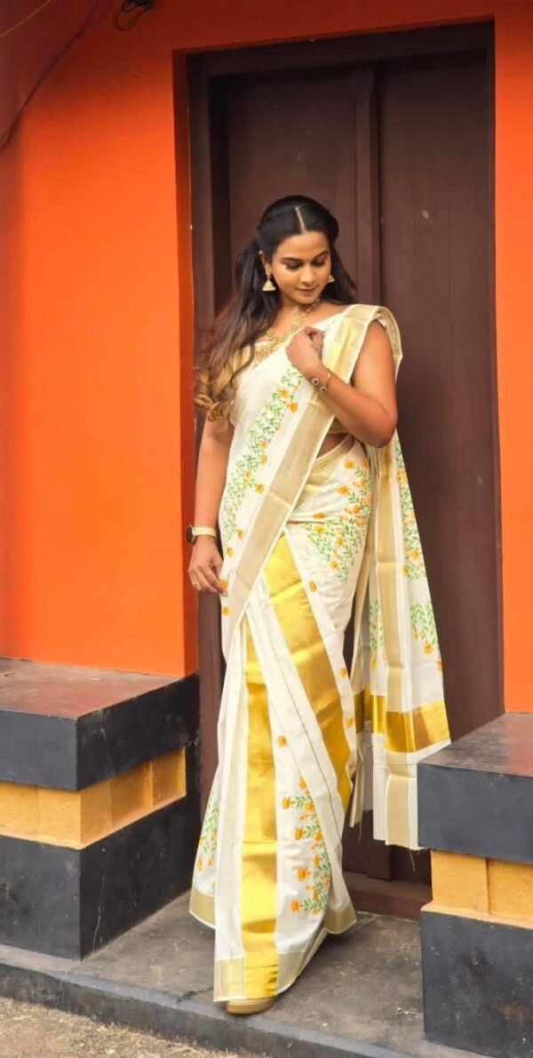 Hanging flower cotton set mundu 2.80 - Image 3