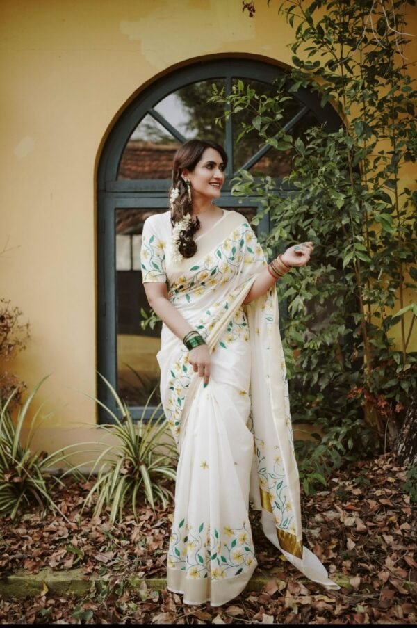 Kannikonna-2 Embroidery Cotton saree - Image 3