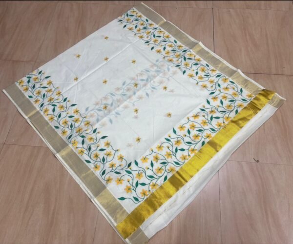 Kannikonna-2 Embroidery Cotton saree - Image 2