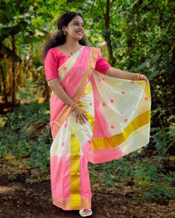 Tye and dye Polka set Mundu - Image 4