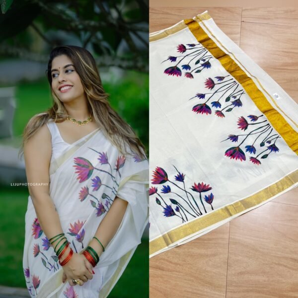 Lotus Cotton Saree - Image 5