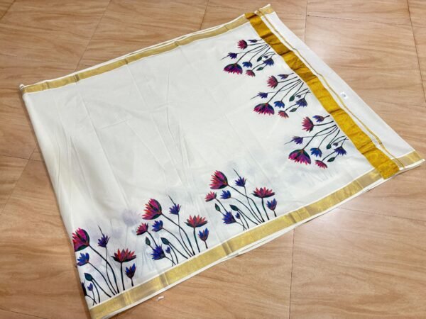 Lotus Cotton Saree - Image 2