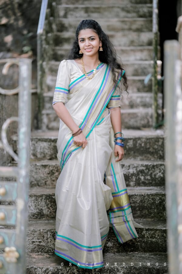 Multicolour Handloom Replica Saree - Image 3