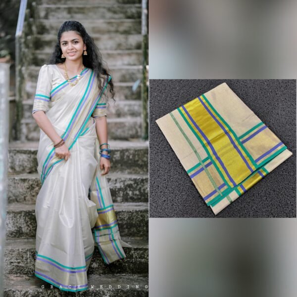 Multicolour Handloom Replica Saree - Image 2