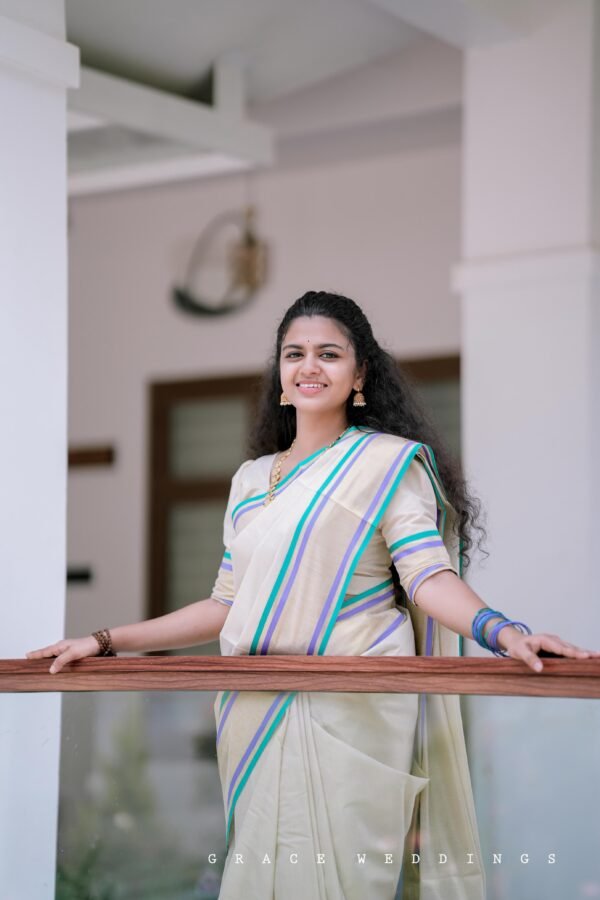 Multicolour Handloom Replica Saree - Image 4