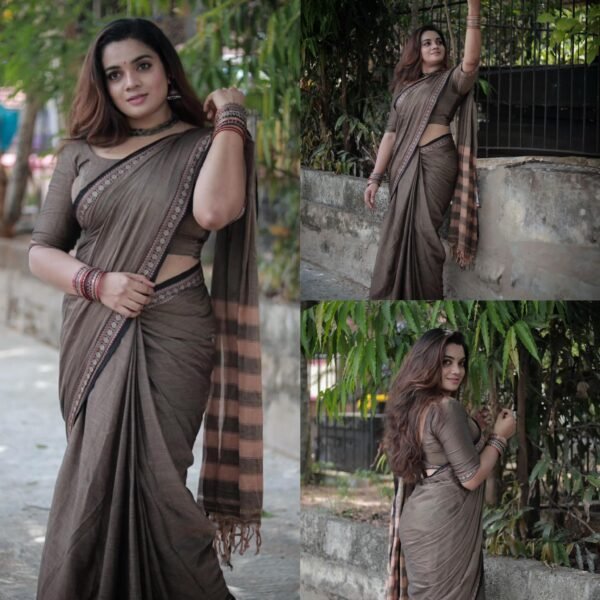 Pure Cotton Coin Small Border Saree