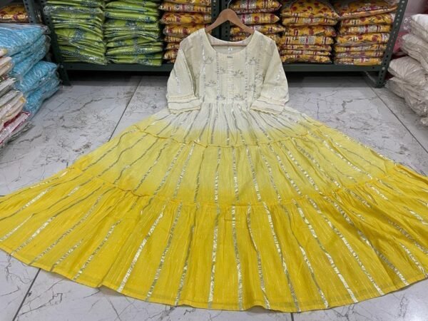 Pure Cotton  Lurex  Fabric Gown with Attached With Pure Cotton Linning