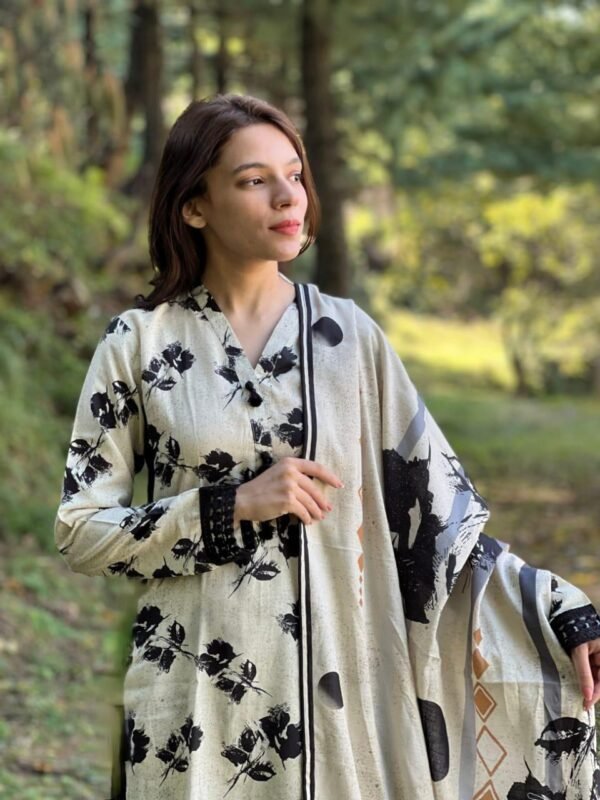 Pure fine Cotton fabric   Kurti with Pant with cotton with fund and less work and with mulmul 100-100 Dupatta - Image 3