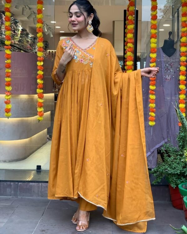 New arrival beautiful anarkali embroidery suit set
