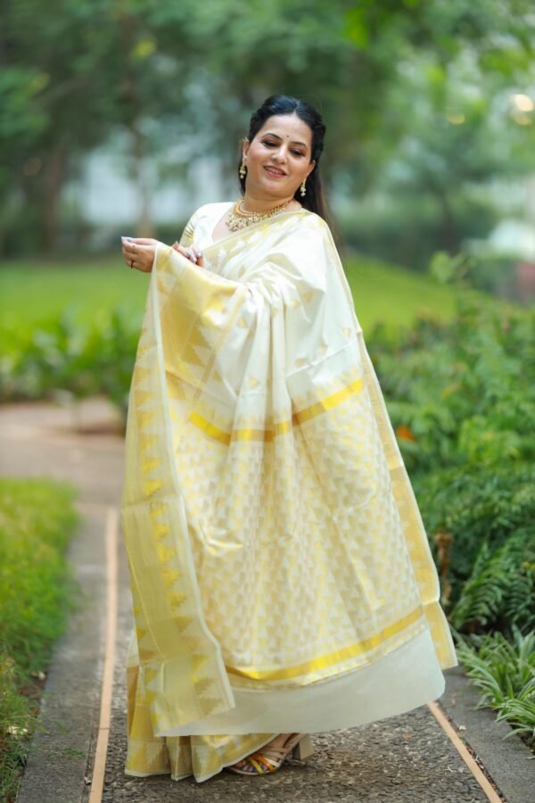 Avani cotton full heavy weave handloom replica saree - Image 2