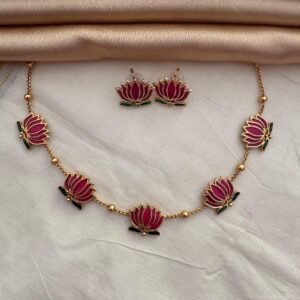 Lotus necklace 
Shade- Matte gold