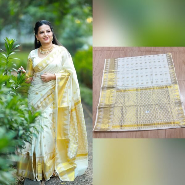 Avani cotton full heavy weave handloom replica saree - Image 4