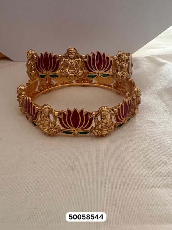 Lotus Lakshmi bangles 
Shade- Matte gold