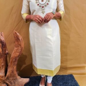 ONAM COLLECTION ✨ ✨ 
Tissue material with slitted pattern 
With lining 
Heavy jewel neck design