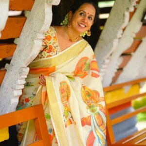 onam mood digital print saree.