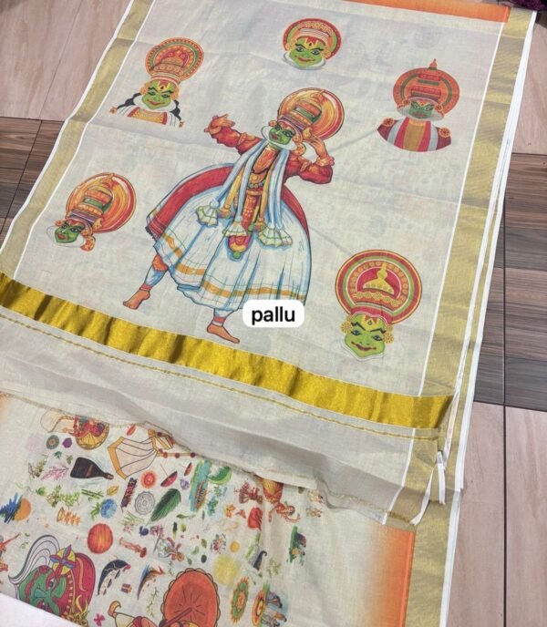 onam mood digital print saree. - Image 4