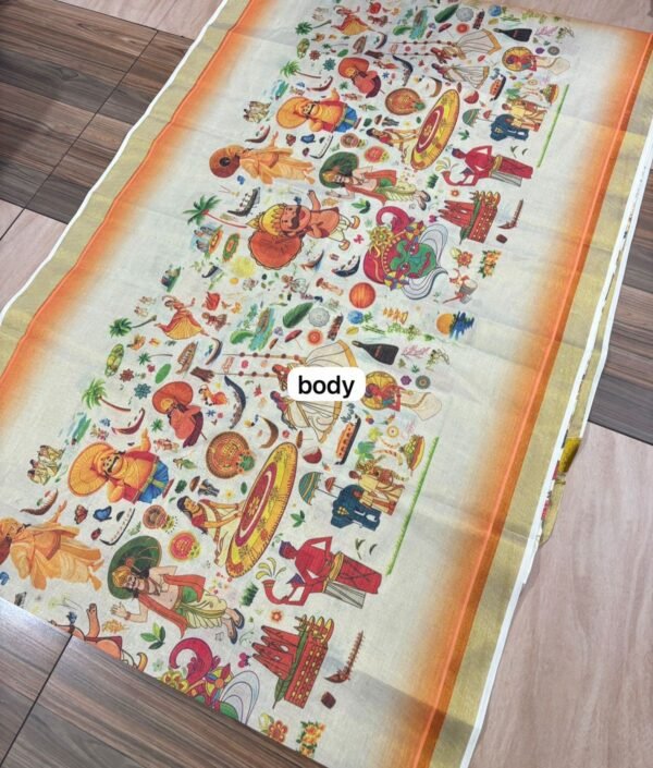 onam mood digital print saree. - Image 3