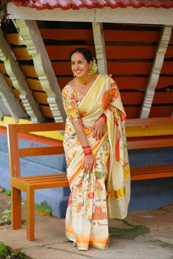 onam mood digital print saree. - Image 2