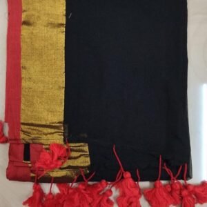 Red border Black mul mul saree