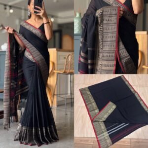 Big border black colour cotton saree