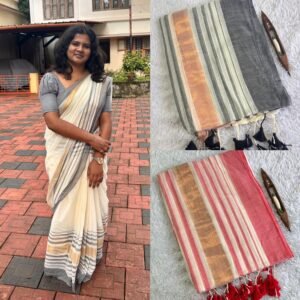 black and red lines gold jarimul mul saree