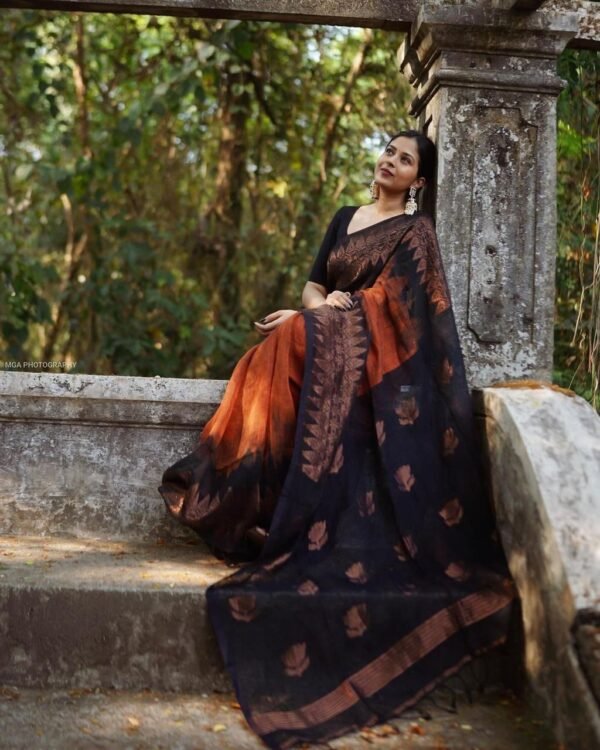 double side temple korvai cotton saree. - Image 3