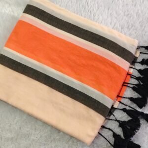 Black and Orange mul mul saree