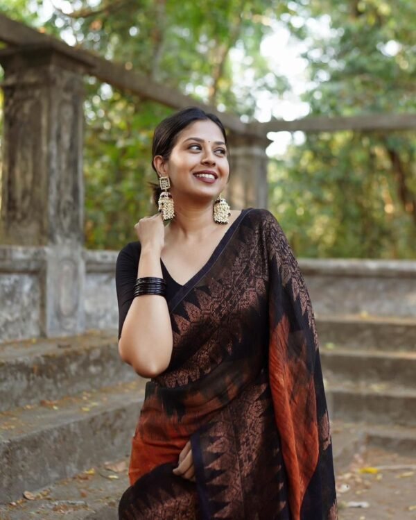 double side temple korvai cotton saree. - Image 2