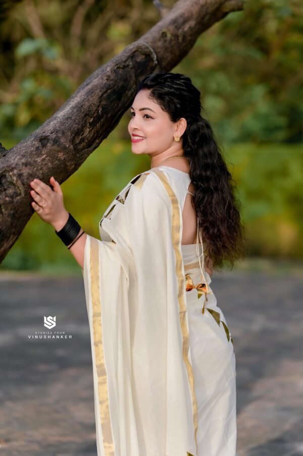 golden foil arrow design saree - Image 2