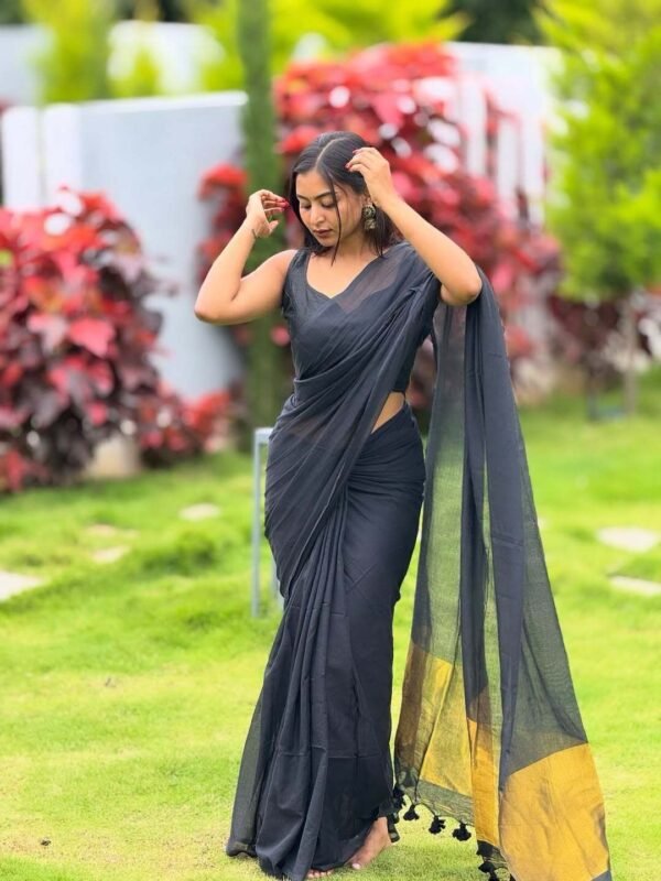Nanayanathara Khadi Black saree - Image 3