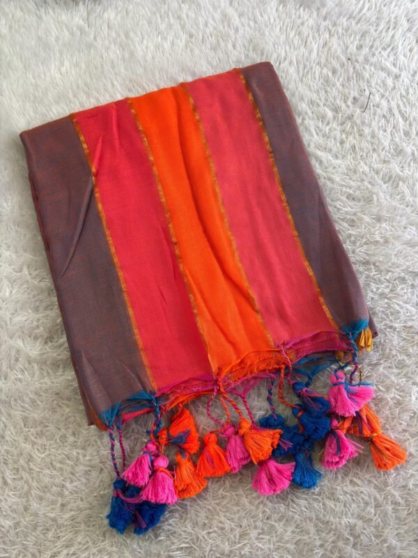 Colour pallette mul cotton saree. - Image 6