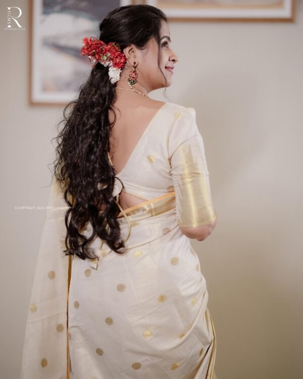 Handloom Replica Sadhika tissue saree - Image 2