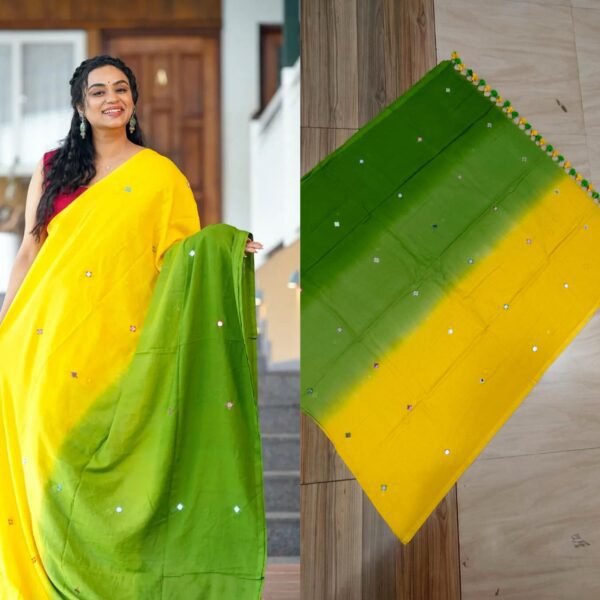 Multi shade glass work mul cotton saree. - Image 3